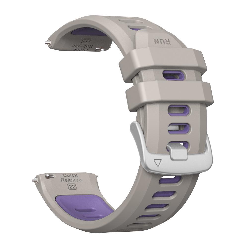 22mm Flat Head Silicone Watch Band for Garmin Forerunner 570, 47mm Two-Tone Strap