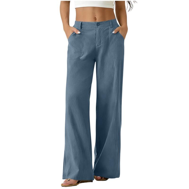 IHUASU Women's Fashion Casual Solid Color Print Pants & Capris