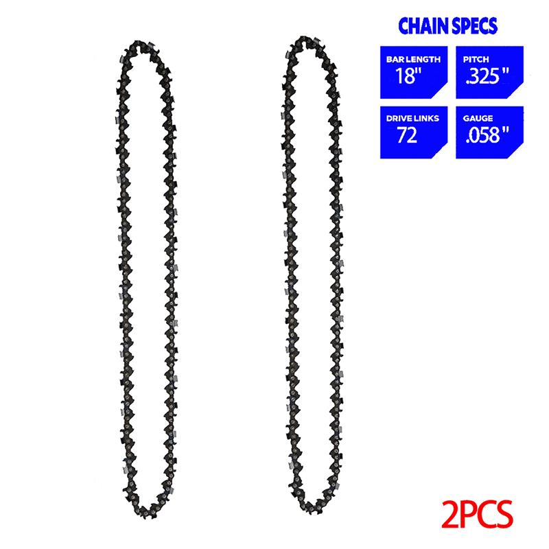 1/2/3/4 Pcs 18 Inch Chainsaw 72 Drive Link 36 Cutter 0.325" Pitch .058" Gauge Replacement Part for Electric Saw Wood Cutting Garden Tool