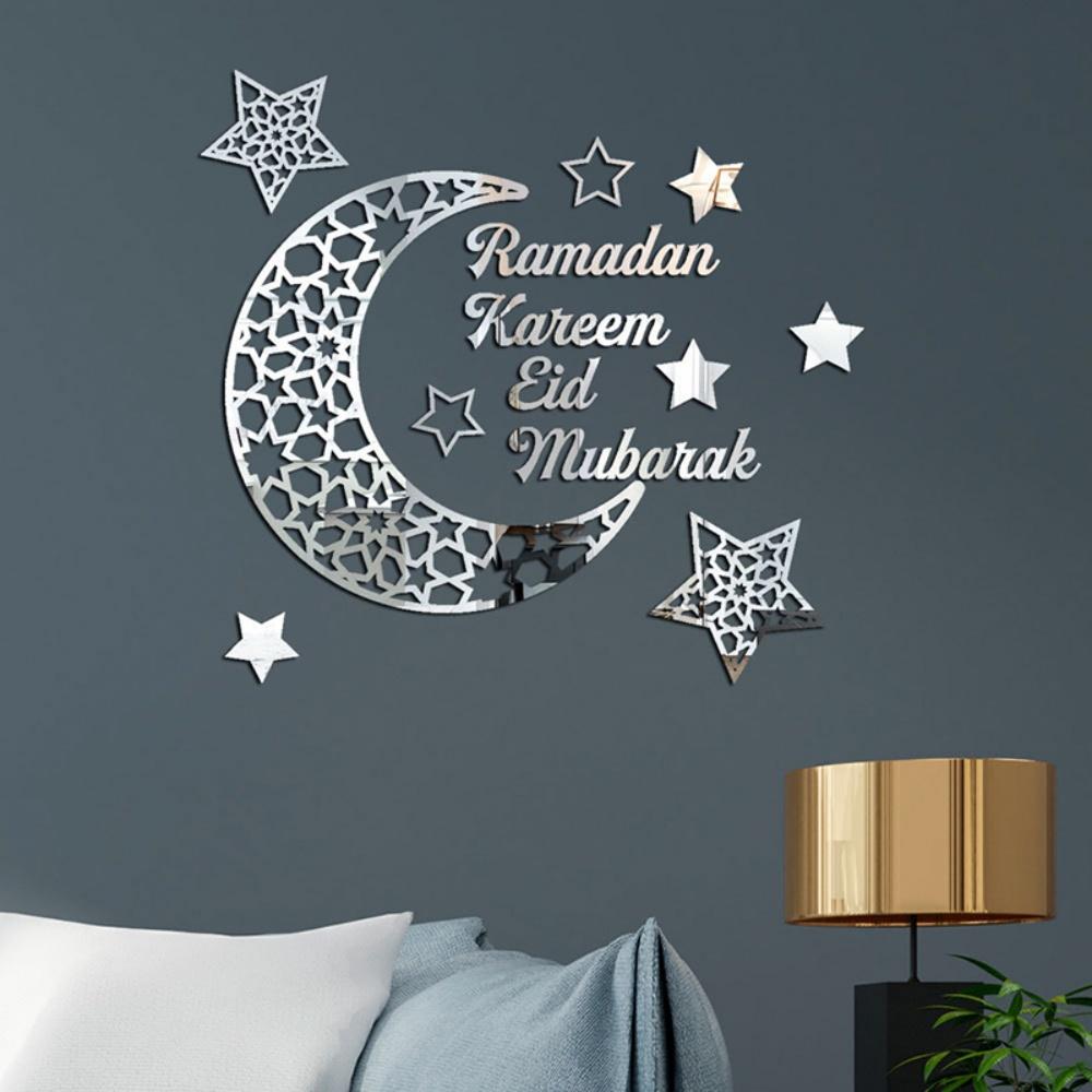 Ramadan Eid Mubarak samolepky na zeď Akrylové domácí dekorace 3D samolepky na zeď hvězdný měsíc