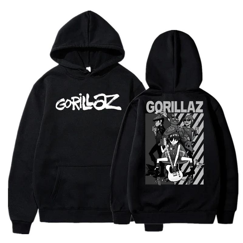 Herbst und Winter Pullover Langarm Locker Weich Sweatshirt Streetwear Mantel Gorillaz Druck Damen und Herren Hoode