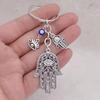 1pz Portachiavi Hamsa Vintage, Design con Perla Blu dell'Occhio di Fatima - Regalo Ideale per San Valentino, Capodanno, Natale