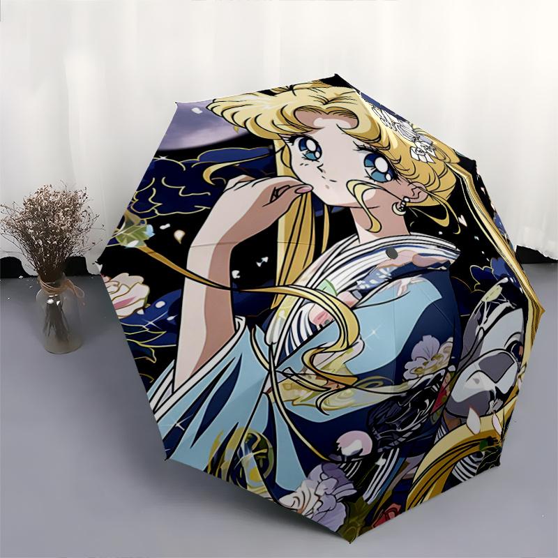 1 Stück Sailor Moons Anmut und Blumeneleganz Automatisches Öffnen und Schließen Cartoon Praktischer Regenschirm - Kleiner Schirm Geeignet für Verschiedene Anlässe,
