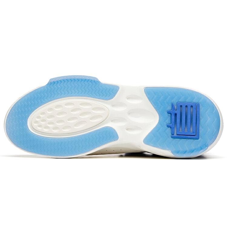 Anta Synthetic Leather Comfortable Abrasion Resistant Breathable Mid Top Skateboard Shoes Men's White Blue Black 912038066-2