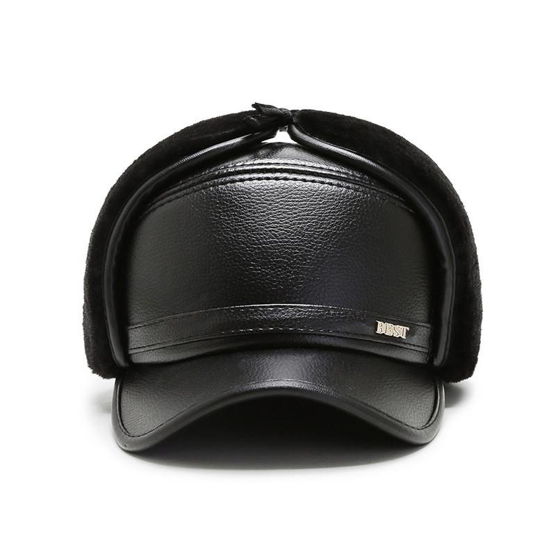 Beat Warm Letter Cap Pu Leather Outdoor Windproof Breathable Protection Sun