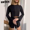 GMXIA Long Sleeve Shorts Autumn and Winter O-Neck Pajamas Two Piece Women's Home
