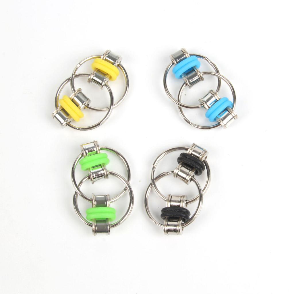 Stress Relief Metal Fidget Cube Keychain with Bicycle Chain
