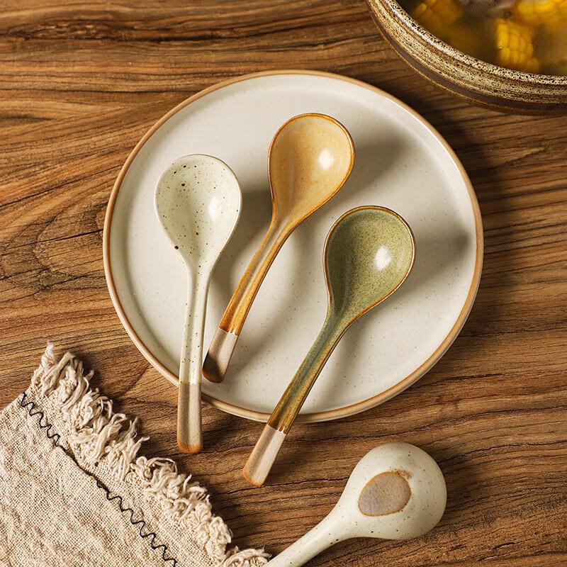 Glazed Ceramic Japanese Style Soup Spoon