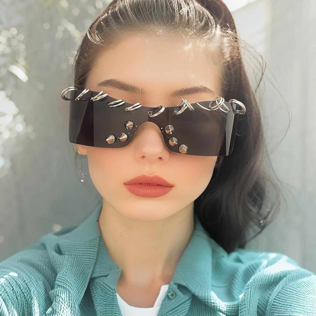 Punk Rivet Sunglasses Unisex Metal Studded Fashion Shades