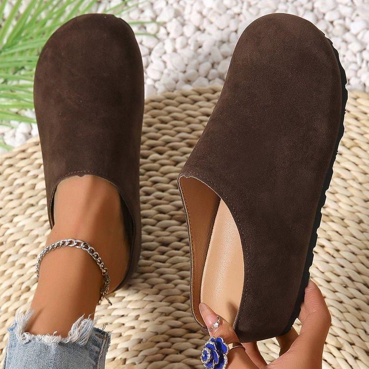 French retro bag head Boken shoes women's spring and autumn new soft sole casual versatile inner height increase casual half slippers