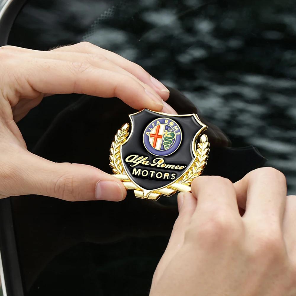 2pcs/set Car 3D Metal Emblem Design Body Window Decor Sticker For Alfa Romeo 159 Giulietta Mito 147 Stelvio VolanteAuto Styling