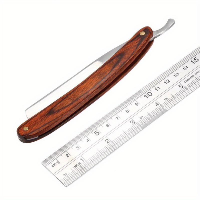 Retro Rakkniv för Män Rakblad Rakkniv Manlig Kolstål Fällbar Barberare Skägg Hals Rakkniv Skärverktyg Päronträ Handtag