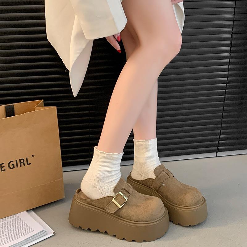 

Версия из овчины, сумка на толстой подошве, голова и половина тапочек для женщин, для невысоких людей, чтобы увеличить рост, новые ленивые женщины 40 хаки