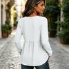 Women's Casual Fashion Loose Fit V-Neck Long Sleeve Top for Fall and Winter Wear