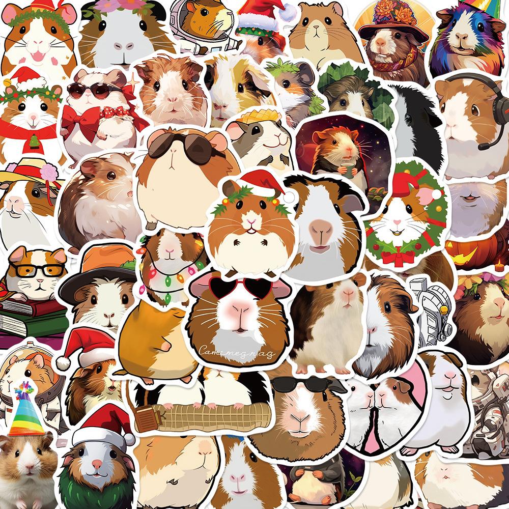 50 Cartoon Guinea Pig Doodle Stickers Personalized Decorative Guitar Notebook Suitcase DIY Waterproof