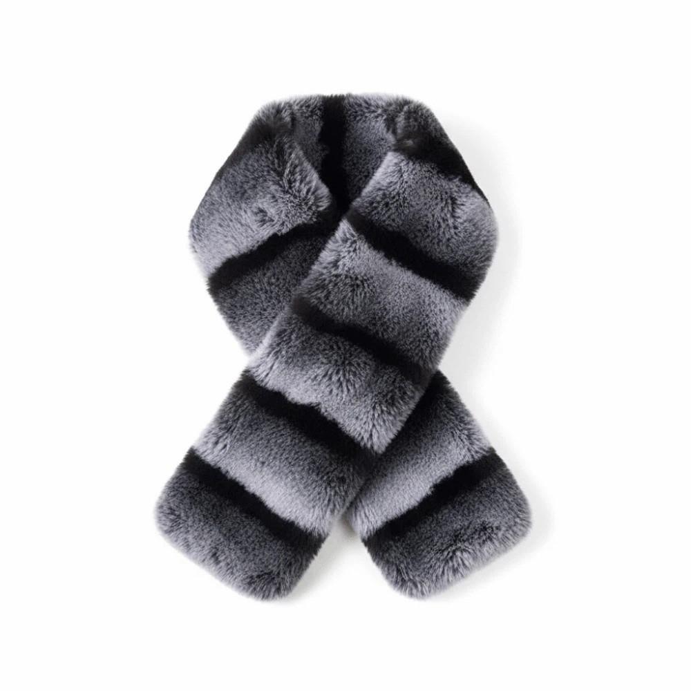 Thick Plush Cross Scarf Thermal Fluffy Muffler Double Sided Stole Faux Fur Collar Office Workers