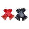 1 Pair Women Prom Gloves See-through Lace Bow Decor Hollow Out Fishnet Ruffle Edge Thin Full Finger Performances Bride Wedding Gloves