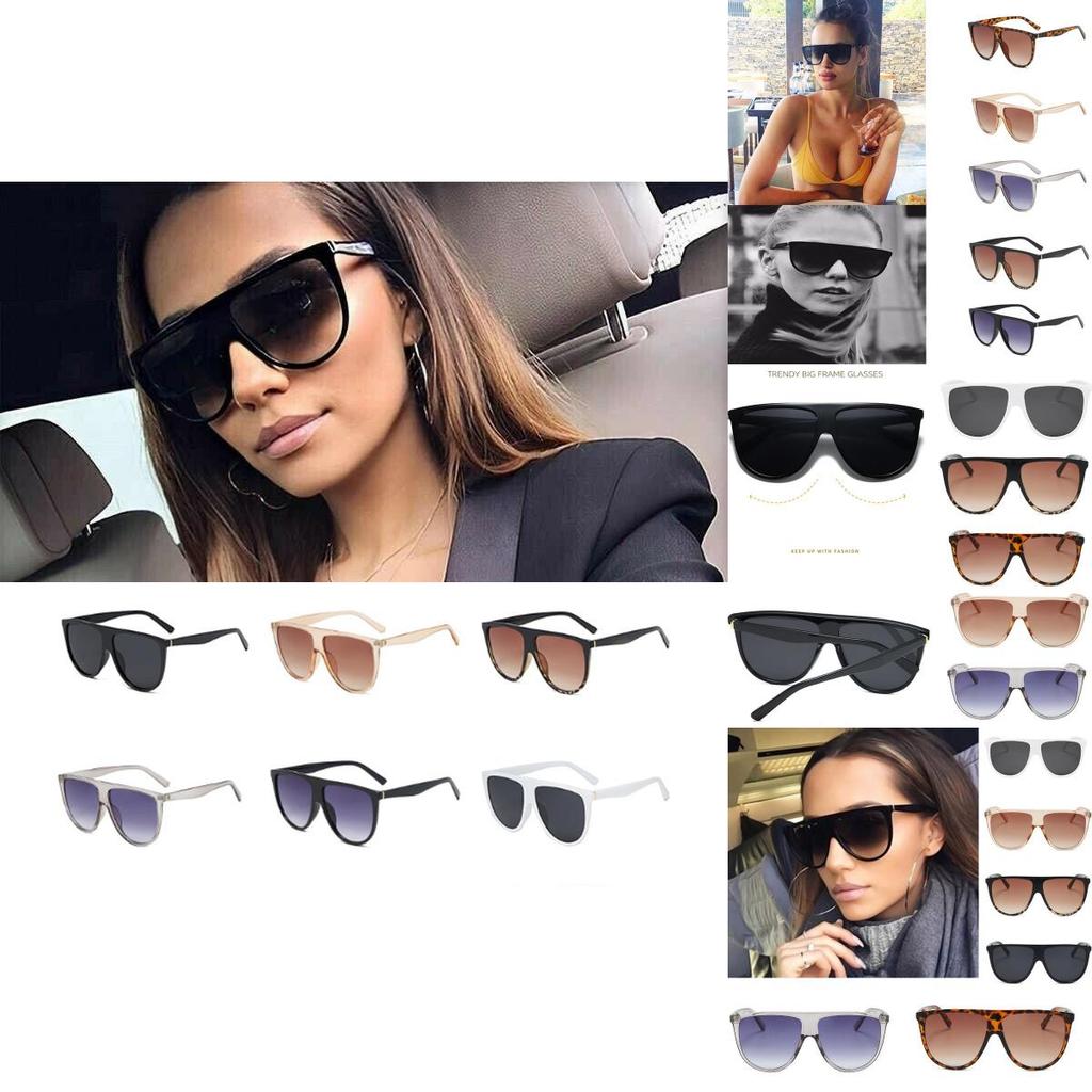 Vintage Oversized Women Sunglasses With Flat Top Large Shield And Uv400 Defense