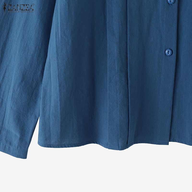 ZANZEA Women Round Neck Loose Casual Long Sleeve Blouse