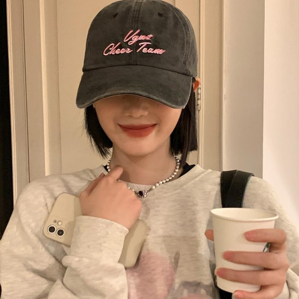 Letter Embroidery Baseball Caps Solid Color Duck Tongue Cap New Sunshade Cap Women