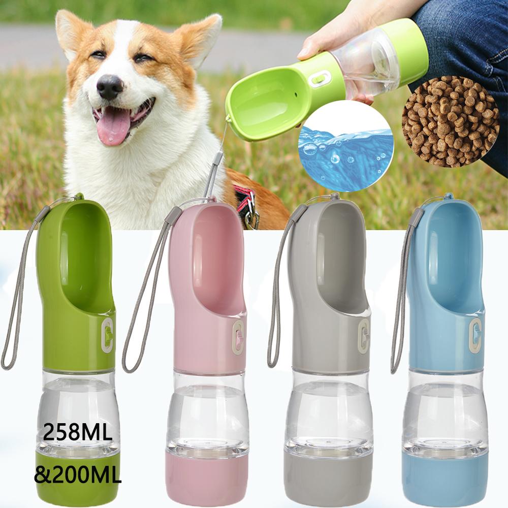2 In 1 Portable Dog Water Bottle Cup PET Material Traveling Drinking Pet Bowl Outside Feeding Puppy Water Container with Strip