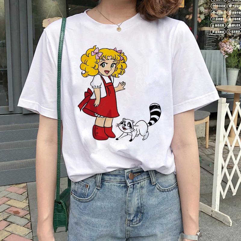 Kawaii Candy Candy Anime Summer Top Tshirt Femen Print T Shirt Grunge Anime Manga T Shirt Top Tees Graphic Aesthetic