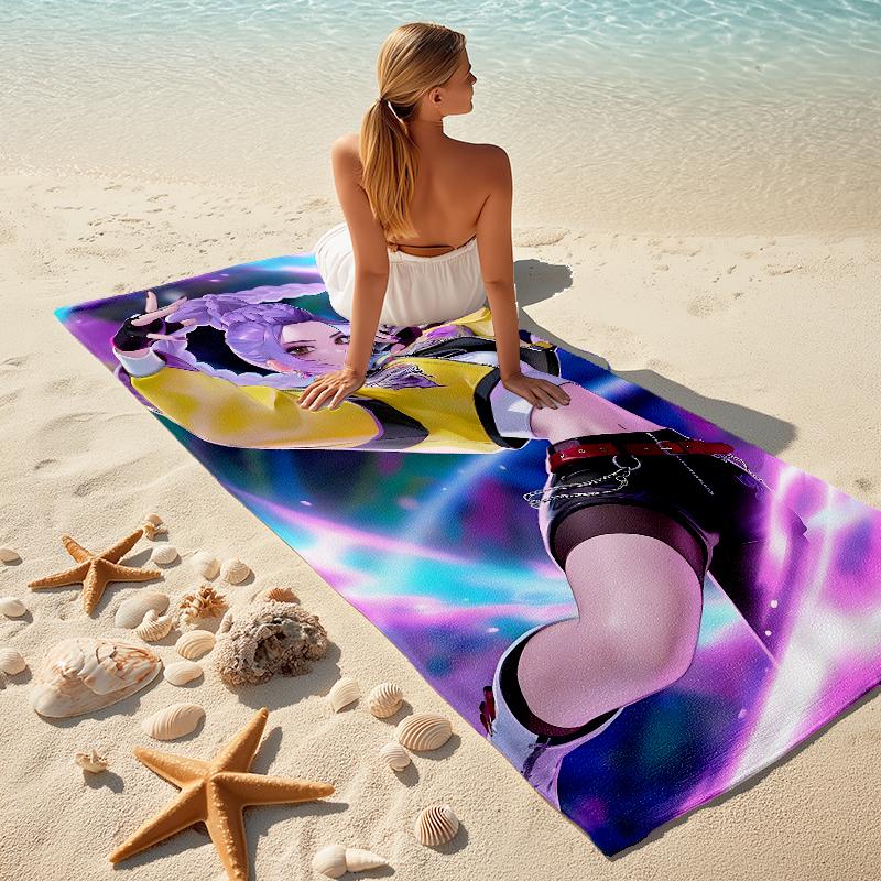 1Pc Purple Hair Rumi Artwork Beach Towel Microfiber Beach Towel Thin Absorbent For Beach Swimming Yoga Bath Sports 0917196