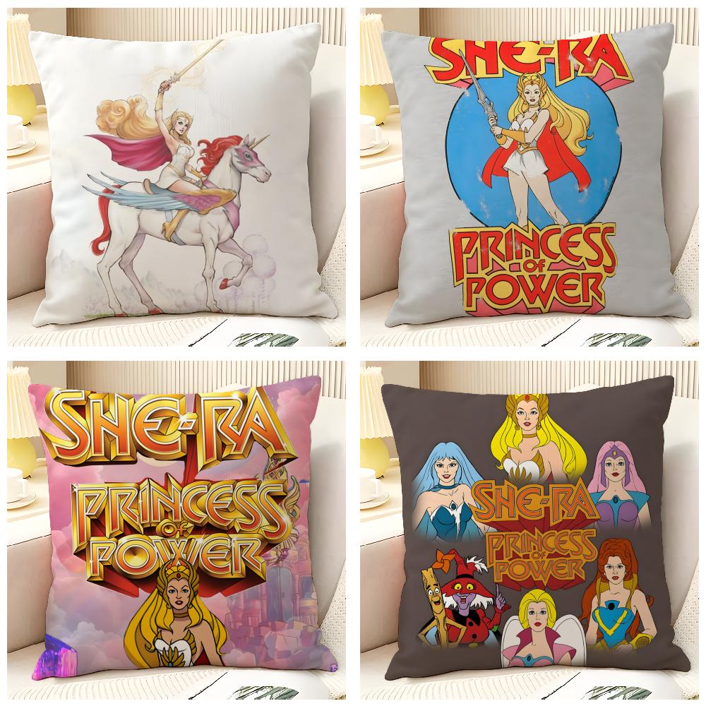 Cartoon S-She-Ra And The Princesses Of Powers Natural Linen Organic Fabric Double-Sided Printing Sofa Home Decor Pillow Case