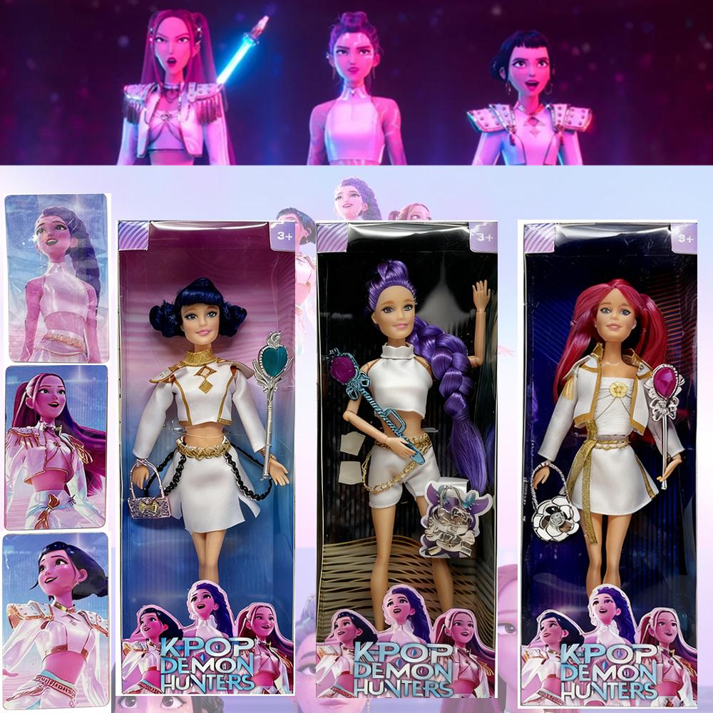 Mädchenhafte Stimmungsexplosion! Anime K-Pop Dämonenjäger-Puppe (1. Rel) - Titelsong + Regenbogenlichter (Rumi/Mira/Zoey) | Weihnachtsgeschenk für Mädchen