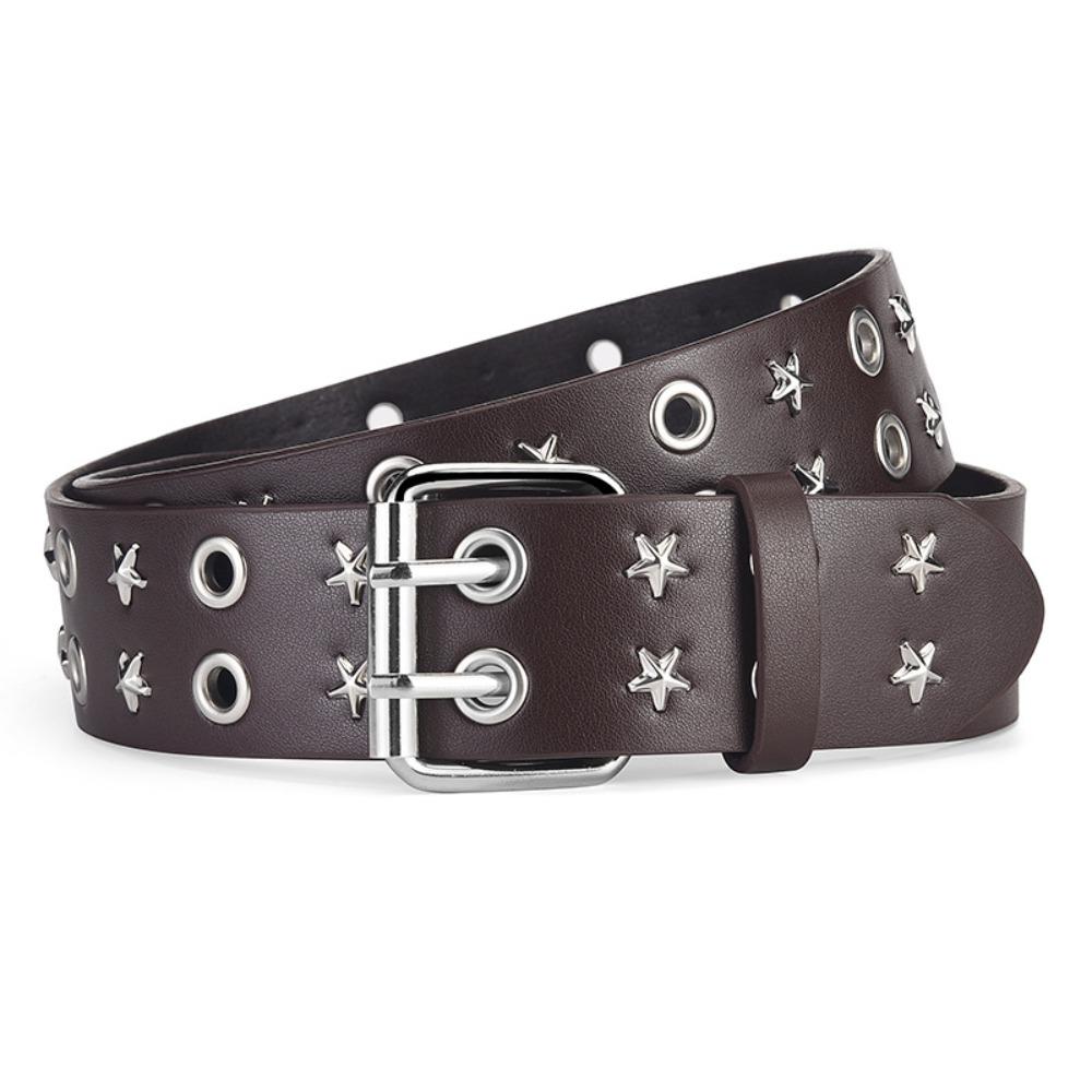 PU Leather Double Row Buckle Waistband Metal Y2K Belt Cool Men Belt  Female