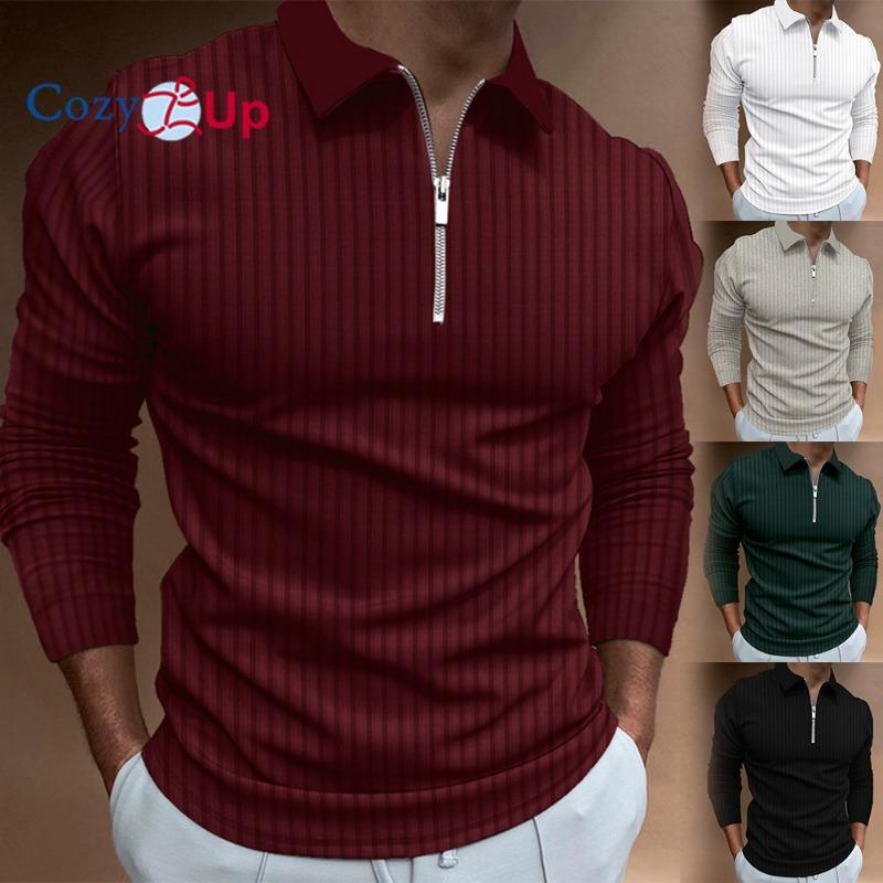 Cozy Up Herren-Poloshirts aus Strick, leicht, langärmelig, Pullover, Golfshirts