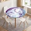 Marble Round Tablecloth Waterproof Elastic Dining Table Decoration Accessories Classic Style Home Kitchen Dining Room Decoration