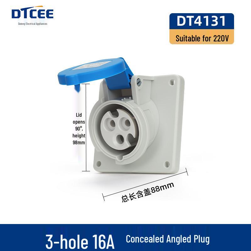 Non-Explosion-Proof Industrial Angled Seat Aviation Connector, Three-Phase, 3/4/5-Core, IP44, 16A/32A Plug
