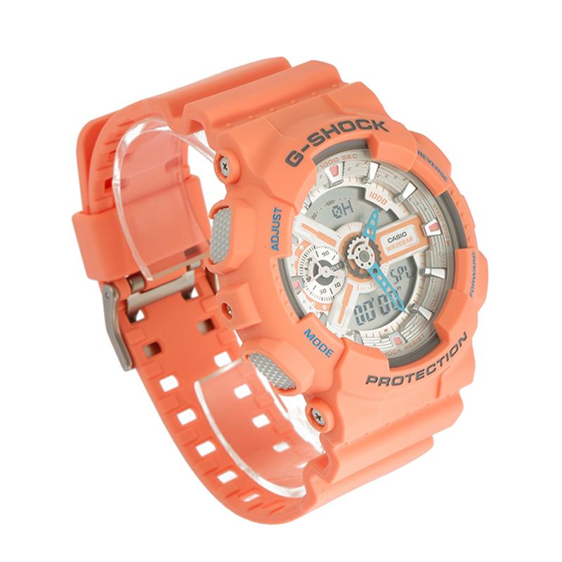 Casio G-SHOCK Series Fashionable and Vibrant Street Classic Pointer Dual Display Dial Sports Waterproof Quartz Movement Resin Strap GA-110DN-4A