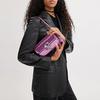 Coach Studio 20 Logo Large Sequin Flap Lock Leather Baguette Crossbody Bag Small Women bags Deep-Magenta CM428-LHOVU