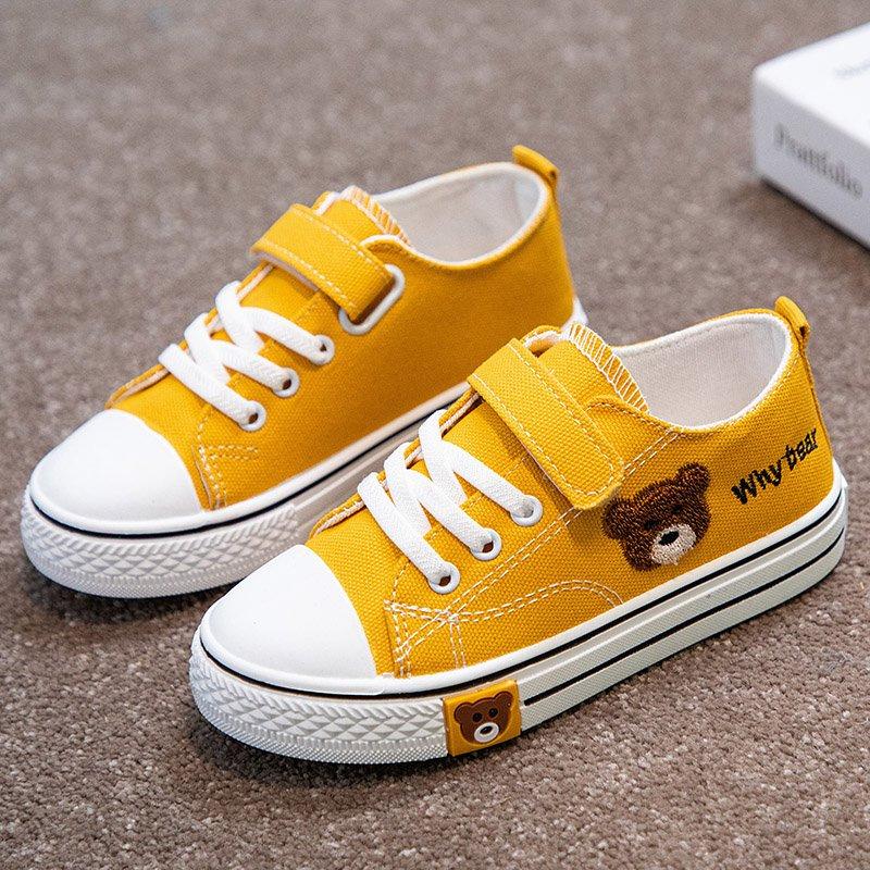 Children's Canvas Shoes New Spring and Autumn Boys' Soft Sole Sports Shoes Girls' Fashionable Big Kids' Velcro Sneakers