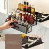Kitchen Cabinet Seasoning Shelf, 3 Level Carbon Steel Storage Design with Guard Rails for Bottle Sorting and Access