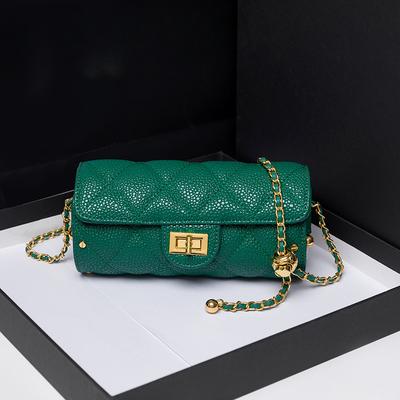 Bolsa Feminina Check Diamante Caviar Corrente de Bolas Douradas Bolsa Cilindro Bolsa de Ombro/Axila Bolsa Transversal