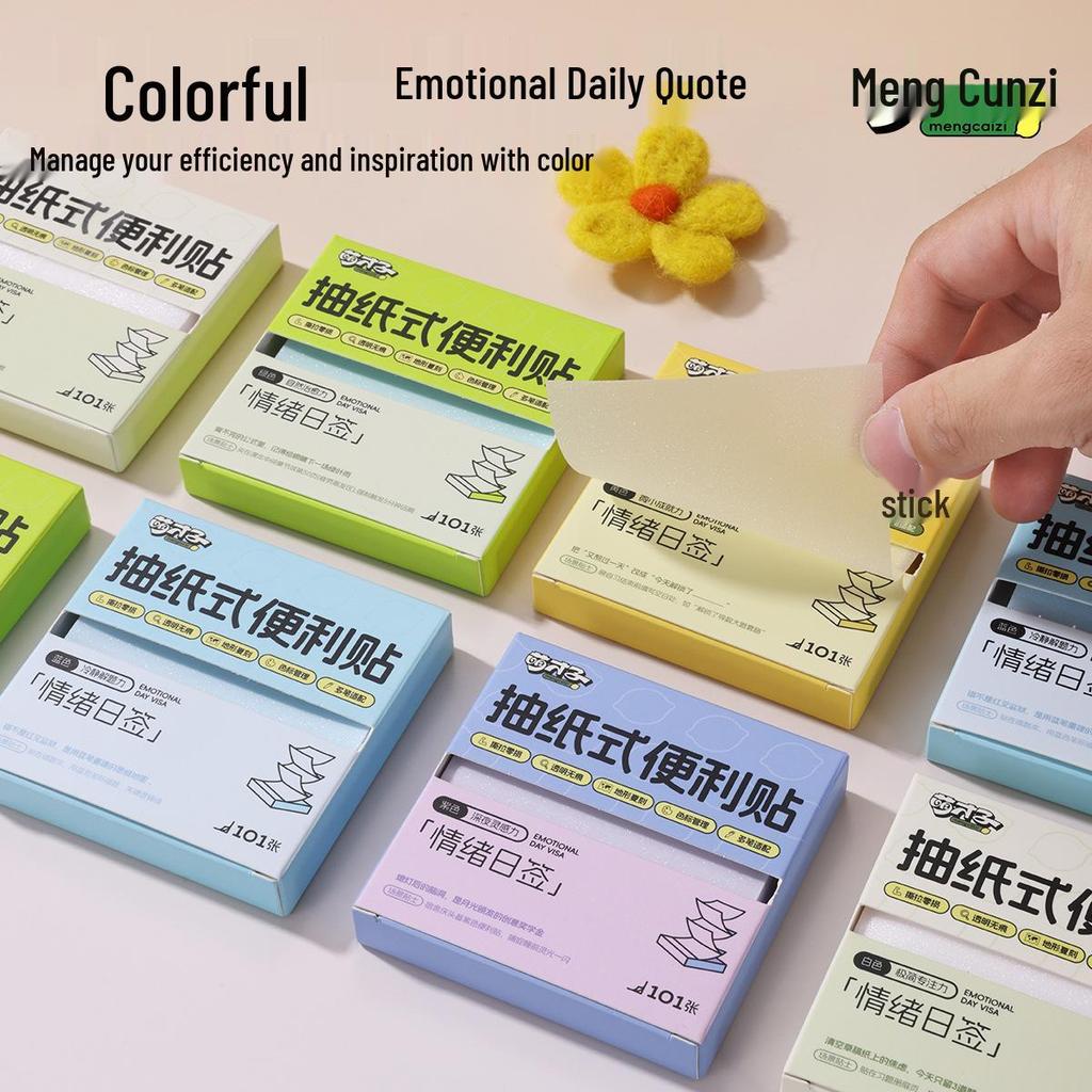 Transparent Tissue-Style Pull-Out Sticky Notes: Creative Memo and Marker Stickers for Students and Offices