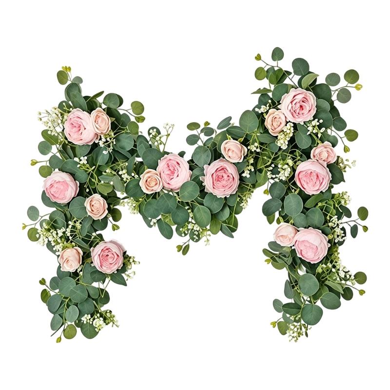 180cm Artificial Flower Vine with Camellia Rose Design Decorative Flower Garland for Wedding Arch Party Wall Backdrop Decoration