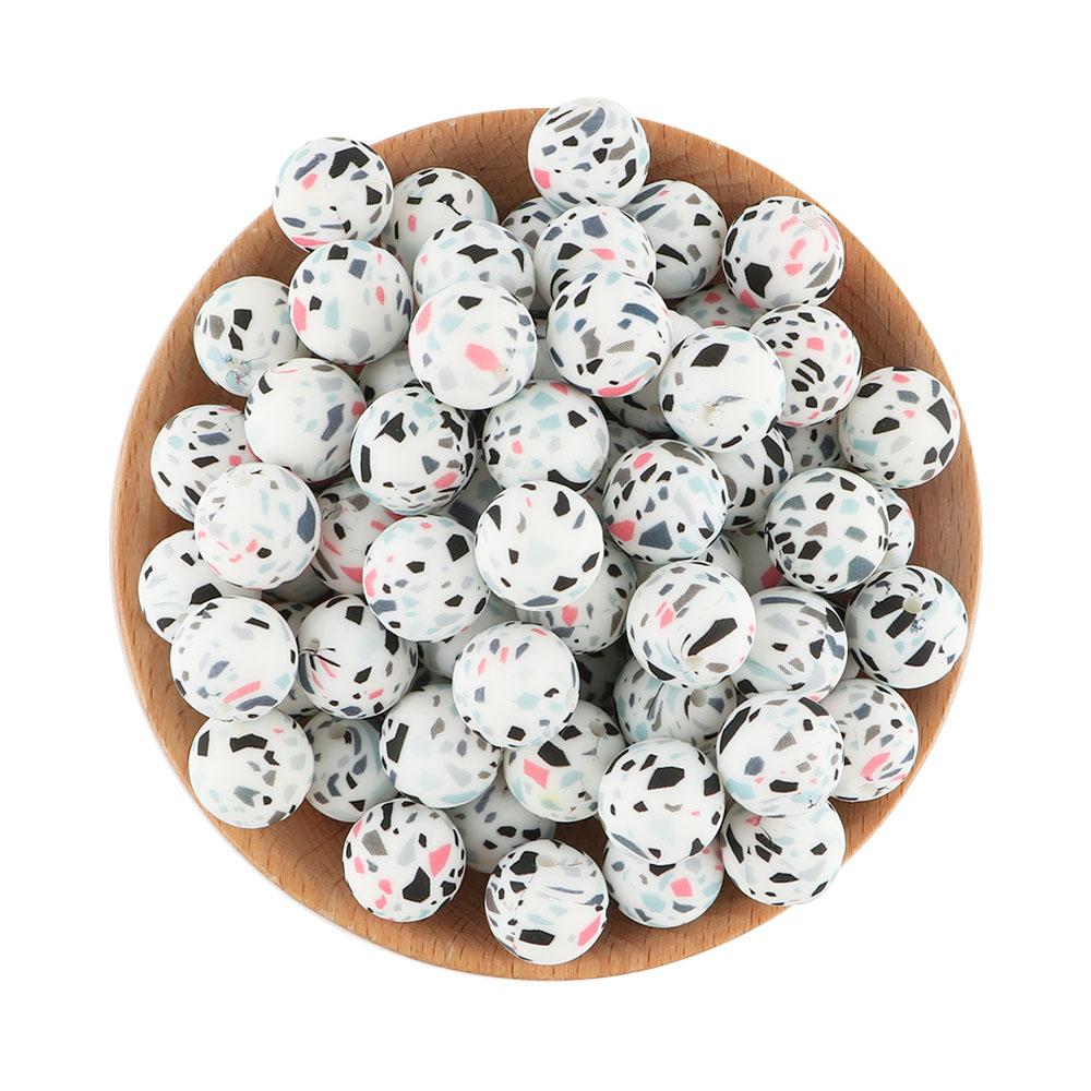 20 Stück/Los Runde Bedruckte Silikonperlen 15mm 12mm Leopardenmuster Silikonperlen Zur Schmuckherstellung DIY Schmuckzubehör
