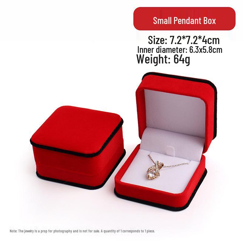 Roter Samt Schmuckschatulle Set: Ring, Anhänger, Armband, Halskette Aufbewahrungs- und Geschenkbox