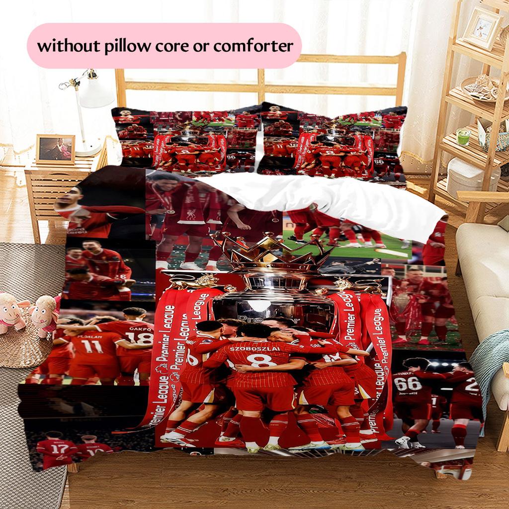 Liverpool Players Pattern Bedding Home Decoration Birthday Gift ( 1 Duvet Cover + 2 Pillowcase, Without Core),fan Merchandise.