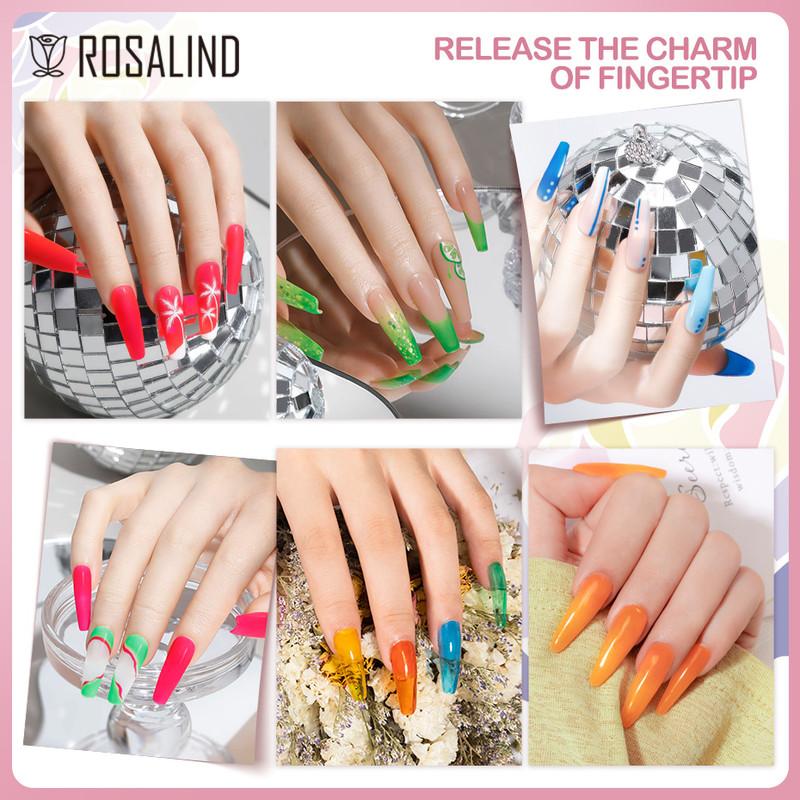 ROSALIND 150 Colors Mini Nail Gel Polish Soak Off UV Gel Nail Polish Long Lasting Base Top Gel Polish Temperature Cat Eye Glitter Nail Gel Glue