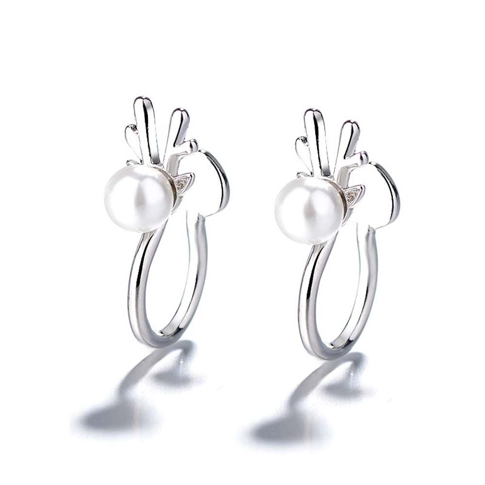 

Jewelry Little C Cubic Christmas Gift Christmas Earrings Korean Style Elk Ear Clips Pearl Ear Clips белый