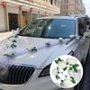 Soft Organza Tulle White Silk Rose Garland Romantic Wedding Car Front Hood And Door Handle Decoration Accessory