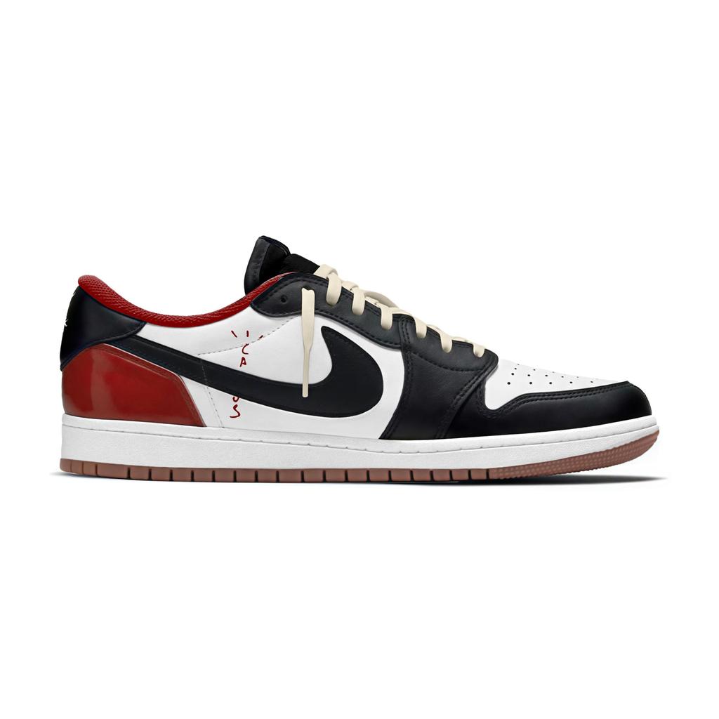 Jordan X Travis Scott Air Jordan 1 Abdeckung Rutschfest Niedrig geschnitten Skateboard Schuhe Unisex Schwarz Weiß Rot DZ4137-700(Team954-)