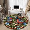 1pc Ornate Birds Carpet, Round Non Slip Durable Large Size Office Carpet, Suitable for Office