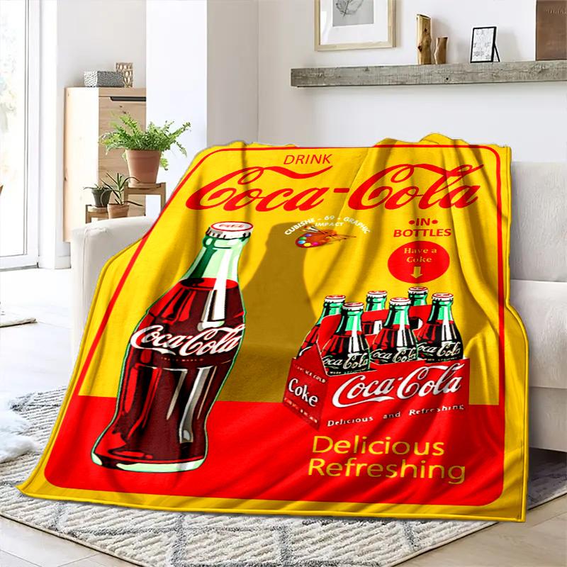Christmas Gift Halloween Themed Cola Beverage Coca Cola Blanket Soft Home Furnishing Nap Decoration Four Seasons Warm Sherpa Blanket U24