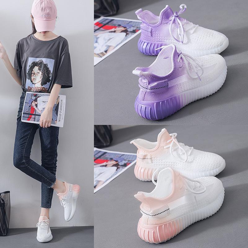 2025 spring new 350 coconut shoes female Internet celebrities fly weaving sports leisure running breathable student net shoes ins tide